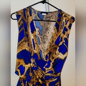 Venus blue reptile combo plunging grecian maxi dress size L